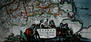 Hendrik I Hondius - Cartouche of a map of the course of the Rhine