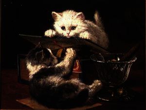 Henriette Ronner Knip - Playful kittens