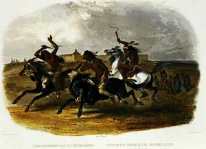 Karl Bodmer - Horse Racing of Sioux Indians near Fort Pierre