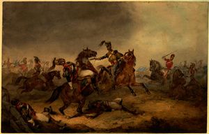 Orlando Norie - Heavy Cavalry at the Battle of Waterloo