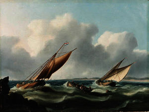 Thomas Buttersworth - Dutch fishing boats off the coast