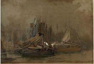 Edward Duncan - The fishing fleet in harbour