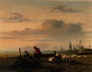 Jan Weissenbruch - Fishing on a lazy afternoon