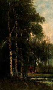 Johannes Warnardus Bilders - Figures in a forest