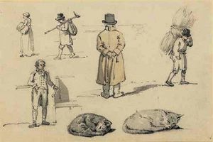 William Bill Alexander - A sheet of figure and animals studies