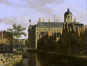 Gerrit Adriaenszoon Berckheyde - The Nieuwezijds Voorburgwal with the Flower Market in Amsterdam