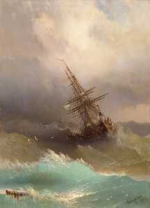 Ivan Konstantinovich Aivazovsky - Ship in the Stormy Sea