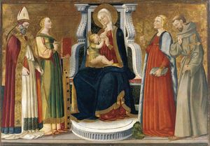 Nero Di Bicci - Madonna and Child Enthroned with Saints