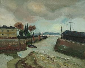Marcel Dyf - Harbour scene