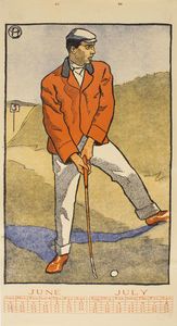 Edward Penfield - 'June, July (Golf Calendar)', (45 x 24 CM) (1899)