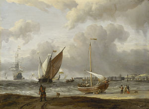 Abraham Storck (Sturckenburch) - Fishing Boats in a Storm off the Dutch Coast at Den Helder