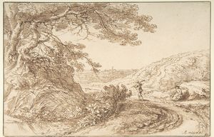 Gilles Neyts - Landscape with old trees and figures
