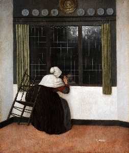 Jacobus Vrel - Woman at the window waving to a girl