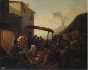 Jan Miel - Italian Peasants outside a Tavern