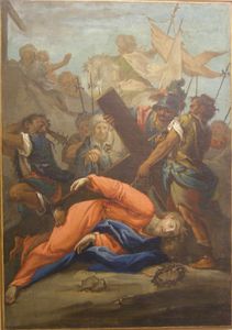 Luca Cambiaso - Christ falls under the cross