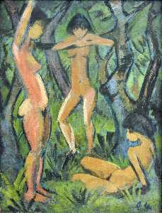 Otto Mueller - Three Nudes in the Forest