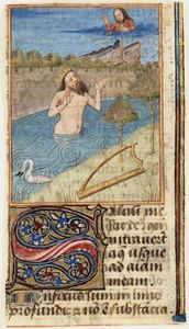 Robinet Testard - David in the river, Psalm 68, a cut sheet breviary.