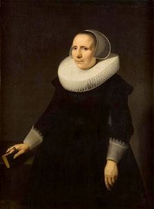 Willem Van Der Vliet - Portrait of a woman with a book.