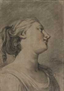 Hugues Taraval - Head of a Female Figure in Profile, Turned to the Right