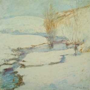 John Henry Twachtman - English Winter Landscape Français Paysage d-hiver