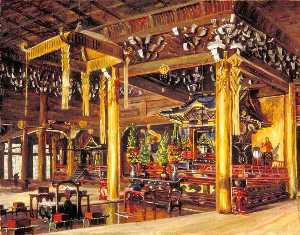 Marianne North - Interior of Chion in Temple, Kioto, Japan