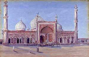 Marianne North - The Great Mosque of Delhi, India. Novr. 1878