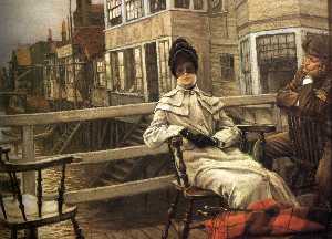 James Jaques Joseph Tissot - English Waiting for the Ferry II