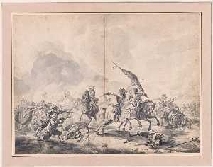 Jan Van Huchtenburg - Battle between Cavalrymen and Foot Soldiers