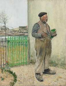Jean-François Raffaelli - Bonhomme venant de peindre sa barrière (Man Having Just Painted His Fence)
