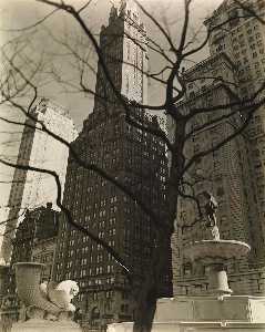 Berenice Abbott - Central Park Plaza, from Fifth Avenue at 58th Street