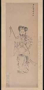 Chen Hongshou - 明 清 陳洪綬 準提佛母法像圖 軸 Bodhisattva Guanyin in the Form of the Buddha Mother