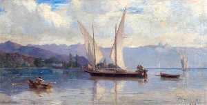 Francois Bocion - Lake Geneva with Sailing Boats