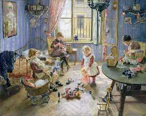 Fritz Von Uhde - The children-s room The Nursery