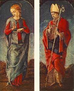Cosmè Tura - Virgin Announced and St Maurelio (panels of a polyptych)