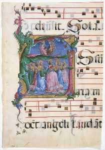 Cosmè Tura - Manuscript Illumination with the Assumption of the Virgin in an Initial A, from an Antiphonary