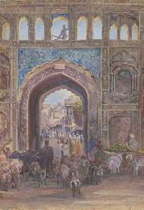 Marianne North - Gate at Lahore, Pakistan