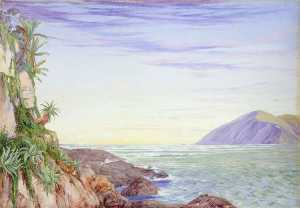 Marianne North - Looking Seaward from the Mouth of St John-s River, Kaffraria
