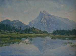 Mary Agnes Yerkes - Moose Haven on Vermillion Lakes, (painting)
