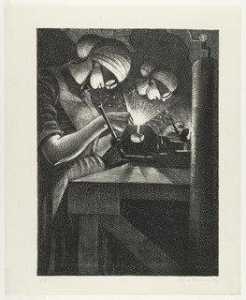 Christopher Richard Wynne Nevinson - Acetylene Welder, plate 3 from the series Building Aircraft