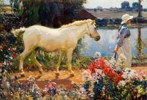 Alfred James Munnings - Path to the Orchard