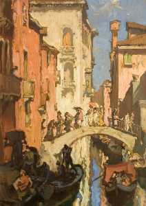 Frank William Brangwyn - A Venice Canal