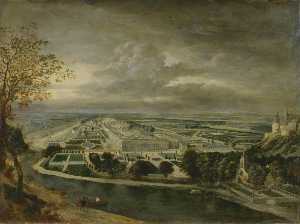  Oil Painting Replica View of Hampton Court Palace, 1710 by Jan Griffier | WahooArt.com
