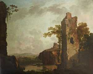 George Barret The Elder - Landscape with a Ruined Tower