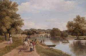Thomas Christopher Hofland - Richmond Bridge from the Towing Path, Surrey