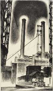 Louis Lozowick - Edison Plant (Industrial Architecture) (Gas Plant)