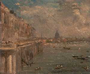 John Constable - Somerset House Terrace from Waterloo Bridge