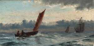 Jens Erik Carl Rasmussen - Two fishermen in a fishing boat