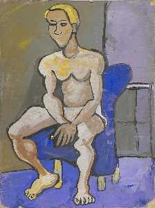 William Henry Johnson - Seated Male Model with Blond Hair