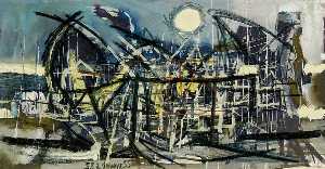 Roy Turner Durrant - Urban Landscape and Moon