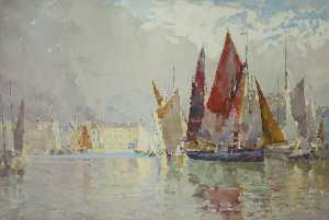 John Miller Nicholson - Fishing Boats, Douglas Harbour